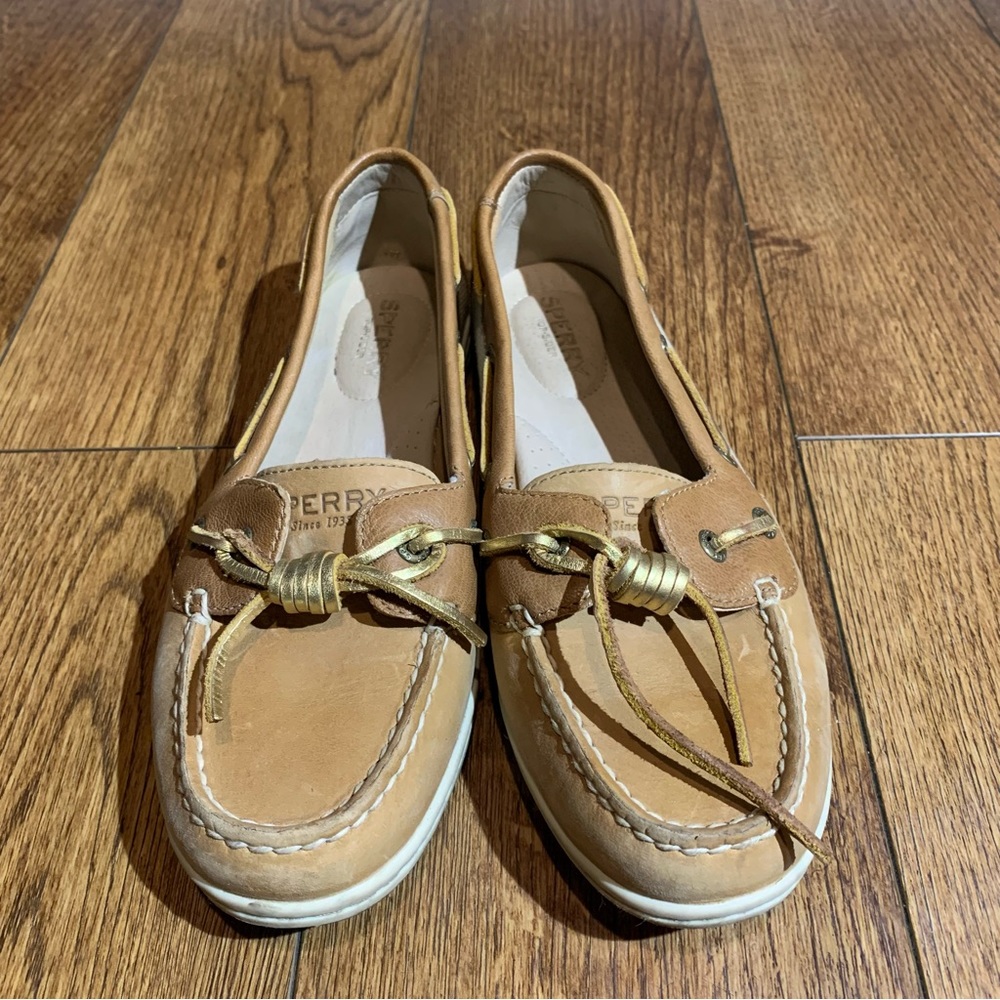 Sperry Jewelfish Lace Leather Shoe Peanut Tan Size 7.5M